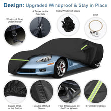 Load image into Gallery viewer, for C6 Corvette Full Car Cover Waterproof, Outdoor Car Covers Windproof Heavy Duty All Weather Waterproof Protection Universal Custom Compatible with C6 2005-2013 Chevy Corvette(Black)