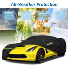 Load image into Gallery viewer, for C6 Corvette Full Car Cover Waterproof, Outdoor Car Covers Windproof Heavy Duty All Weather Waterproof Protection Universal Custom Compatible with C6 2005-2013 Chevy Corvette(Black)