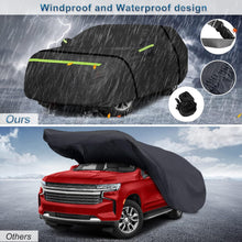 Load image into Gallery viewer, Car Cover Waterproof for 2007-2022 Chevy Suburban/GMC Yukon XL/Cadillac Escalade ESV, Snowproof Outdoor Car Covers with Zipper Windproof Heavy Duty All Weather (Black)