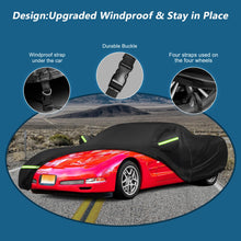 Load image into Gallery viewer, for C6 Corvette Full Car Cover Waterproof, Outdoor Car Covers Windproof Heavy Duty All Weather Waterproof Protection Universal Custom Compatible with C6 2005-2013 Chevy Corvette(Black)
