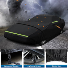 Load image into Gallery viewer, Black car cover with a driver-side door zipper for easy access and entry.