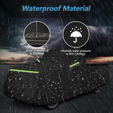 Load image into Gallery viewer, Car cover with rain simulation and text about waterproof material on a dark background