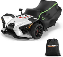 Load image into Gallery viewer, Motorcycle with a black cover and Bigacover bag on a white background