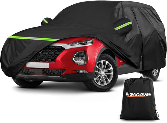 for Hyundai Santa Fe Car Cover Waterproof All Weather,Sun Heat Protection Outdoor Full Car Covers with Driver Side Zipper Windproof Heavy Duty Protection Fit for 2006-2023 Hyundai Santa Fe