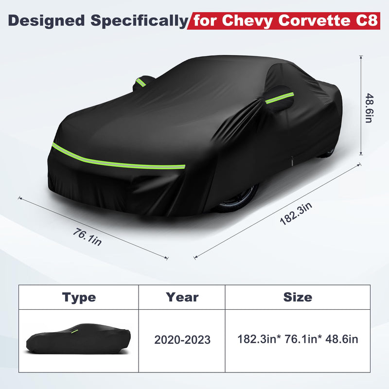 Load image into Gallery viewer, for C6 Corvette Full Car Cover Waterproof, Outdoor Car Covers Windproof Heavy Duty All Weather Waterproof Protection Universal Custom Compatible with C6 2005-2013 Chevy Corvette(Black)
