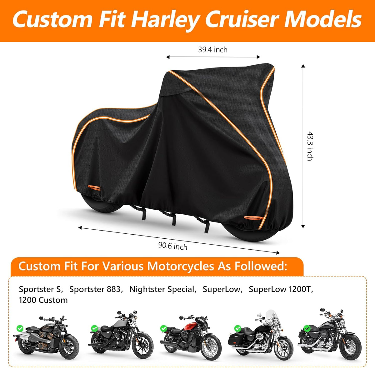 Harley Sportster Waterproof Motorcycle Cover (420D)