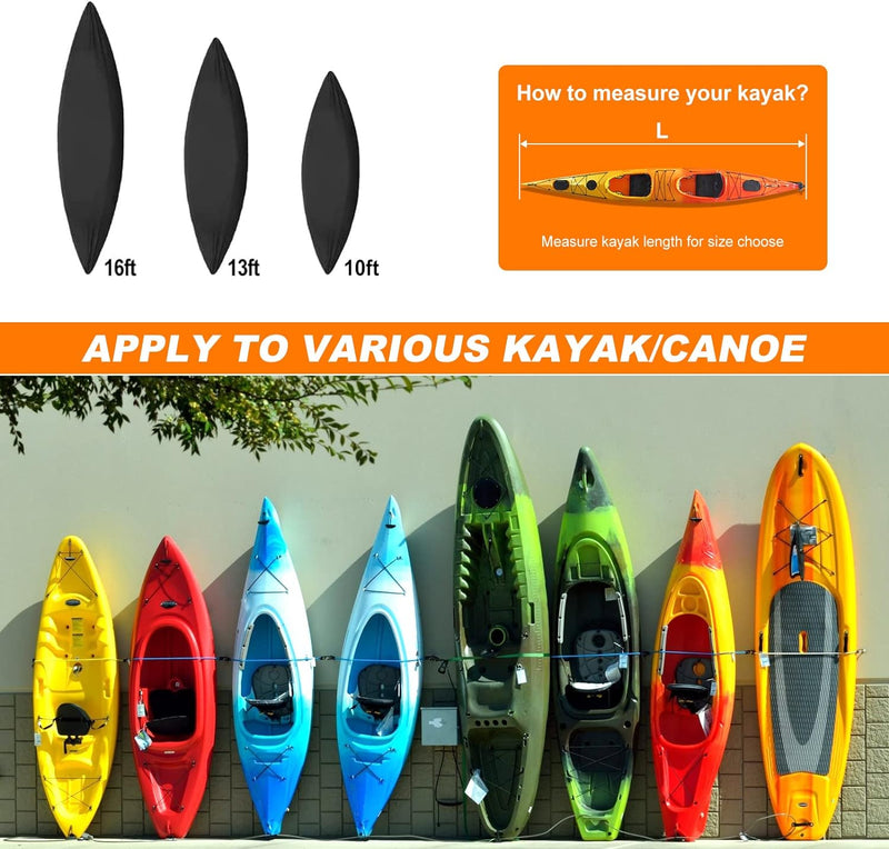 Load image into Gallery viewer, 13ft Kayak Cover 600D Waterproof UV Protection Heavy Duty Full Canoe Cover with Zipper &amp; 2 Adjustable Straps &amp; 1 Shoulder Strap for Indoor/Outdoor Kayak/Canoe/Paddle Board(NOT for BKC Kayak)
