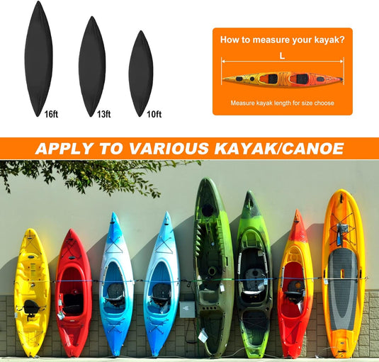 13ft Kayak Cover 600D Waterproof UV Protection Heavy Duty Full Canoe Cover with Zipper & 2 Adjustable Straps & 1 Shoulder Strap for Indoor/Outdoor Kayak/Canoe/Paddle Board(NOT for BKC Kayak)