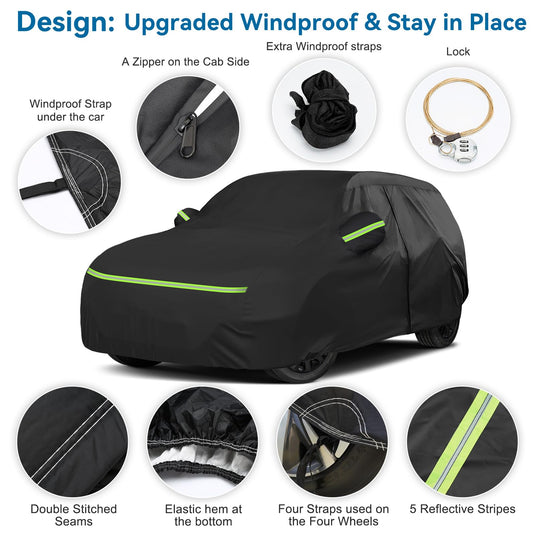 Custom Fit for Tesla Model Y Car Cover - Waterproof, All Weather, Heavy Duty Protection, Hail & Windproof, Long Lifetime, with Charge Port Opening and Side Zipper - Fits for Model Y 2020-2023