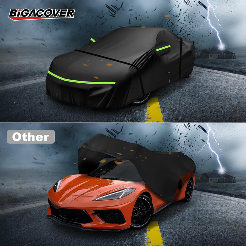 Load image into Gallery viewer, for C6 Corvette Full Car Cover Waterproof, Outdoor Car Covers Windproof Heavy Duty All Weather Waterproof Protection Universal Custom Compatible with C6 2005-2013 Chevy Corvette(Black)
