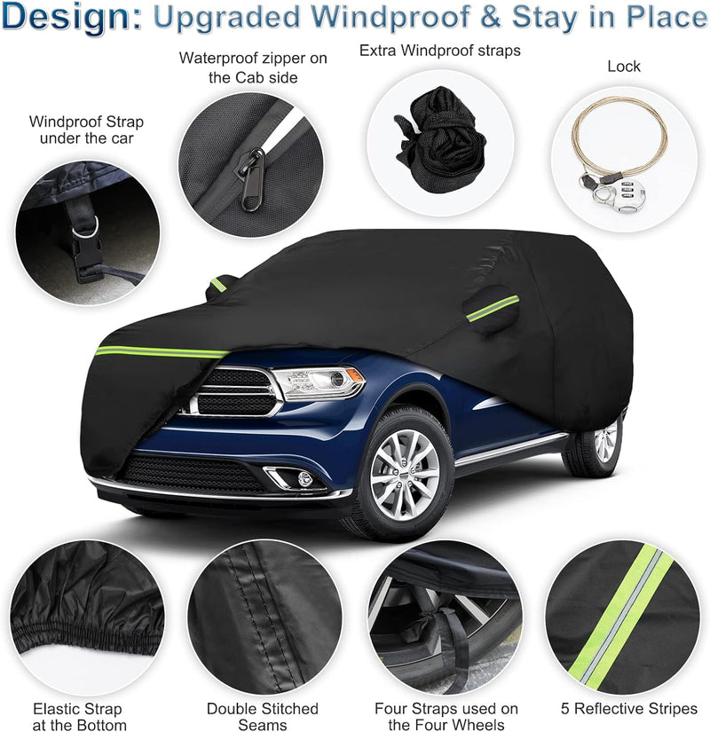 Load image into Gallery viewer, Custom Fit for Dodge Durango 2011-2023 Car Cover, All Weather SUV Waterproof Exterior Full Cover with Zipper and Storage Bag (Black)
