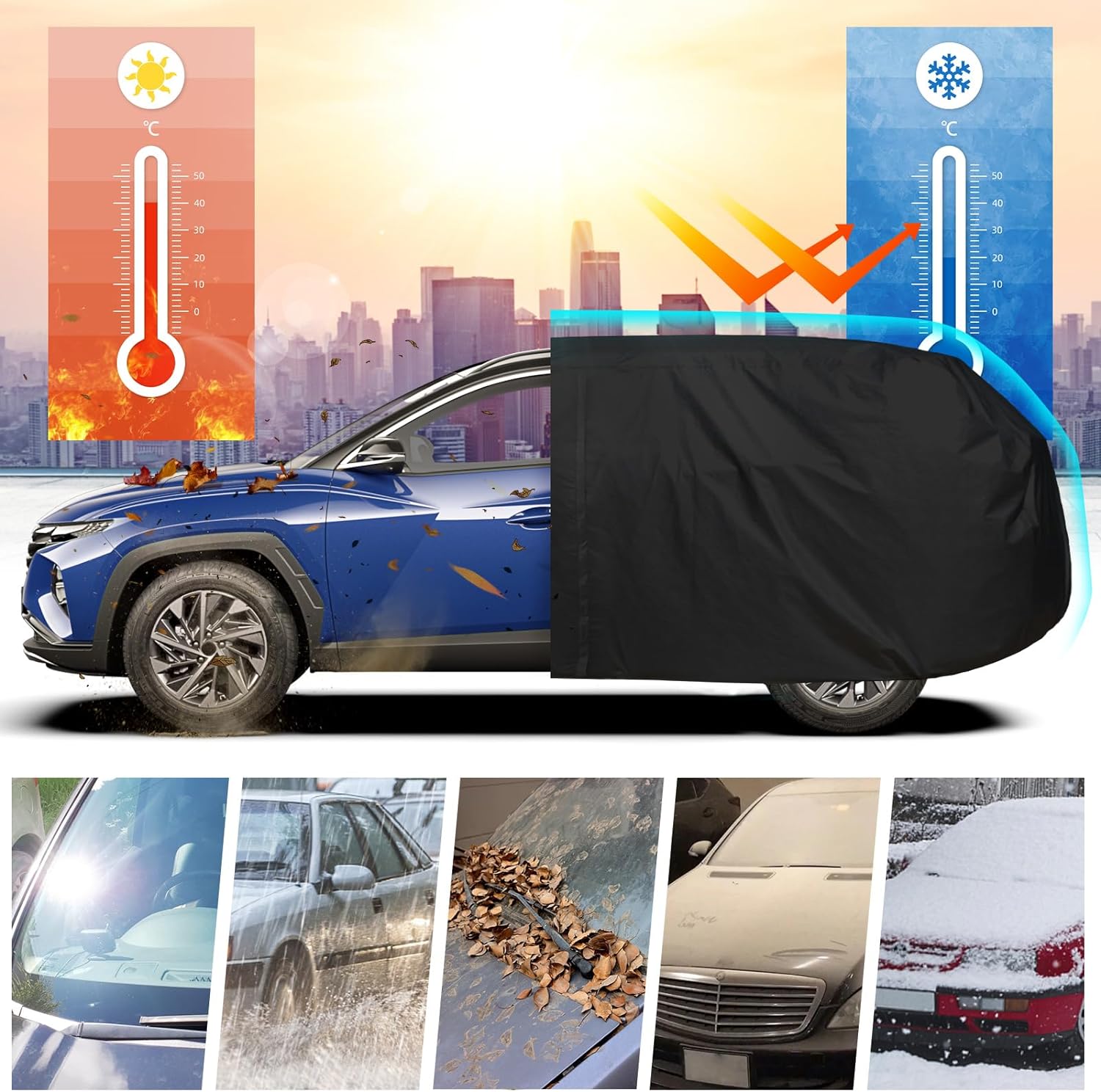 thumbnail image 2 of Partuto All-Weather Waterproof Car Cover - UV-Resistant Outdoor Full Exterior Protection For Hyundai Tucson 2004 2 of 10