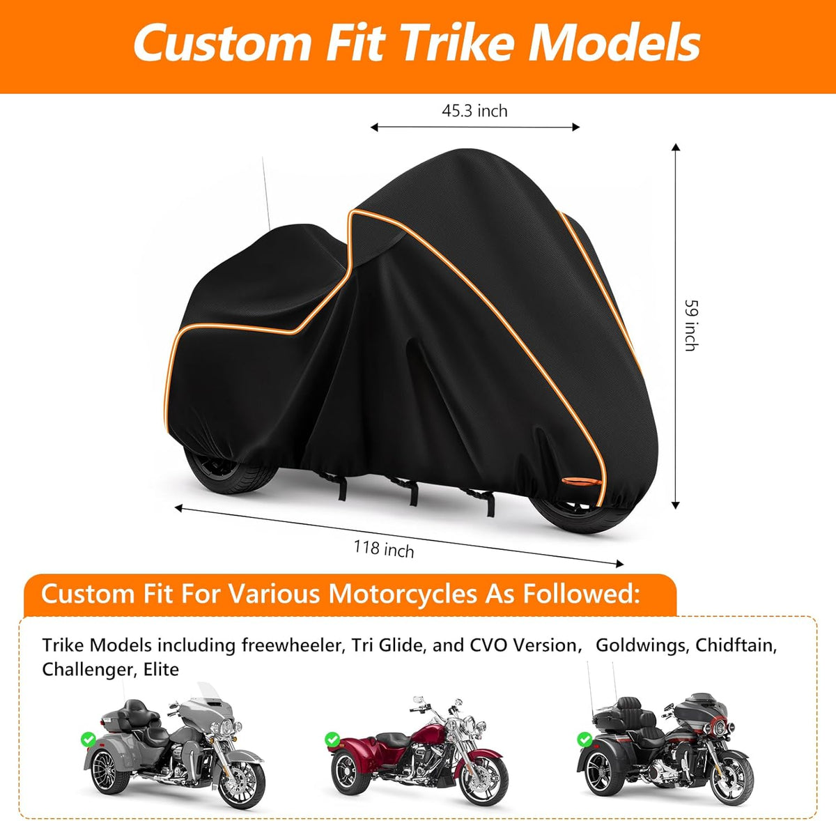 Harley Trike Waterproof Motorcycle Cover (420D)