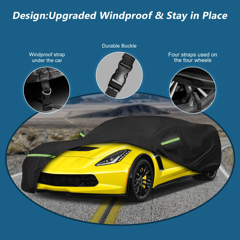 Load image into Gallery viewer, for C6 Corvette Full Car Cover Waterproof, Outdoor Car Covers Windproof Heavy Duty All Weather Waterproof Protection Universal Custom Compatible with C6 2005-2013 Chevy Corvette(Black)
