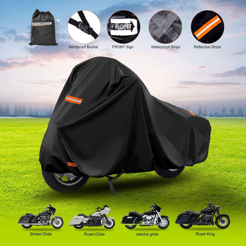 Load image into Gallery viewer, 300D Motorcycle Cover for Touring Models Road King Street Glide Road Glide Outdoor Bike Cover Windproof Heavy Duty Waterproof Protection Fits up to 118” Motorcycles
