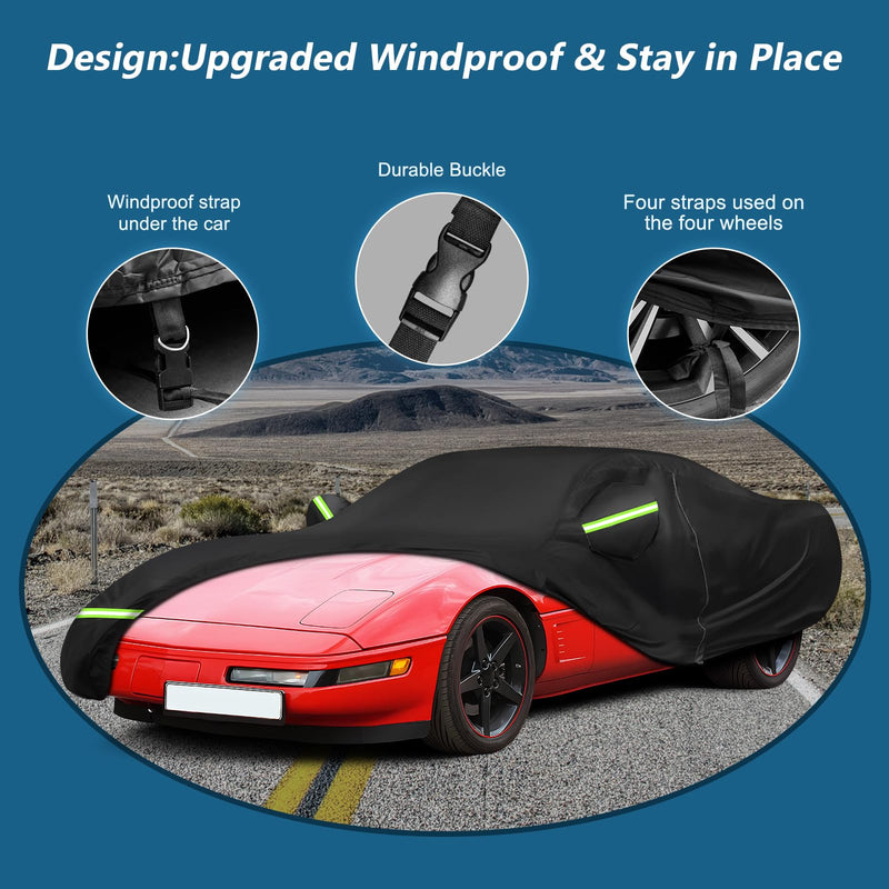 Load image into Gallery viewer, for C6 Corvette Full Car Cover Waterproof, Outdoor Car Covers Windproof Heavy Duty All Weather Waterproof Protection Universal Custom Compatible with C6 2005-2013 Chevy Corvette(Black)
