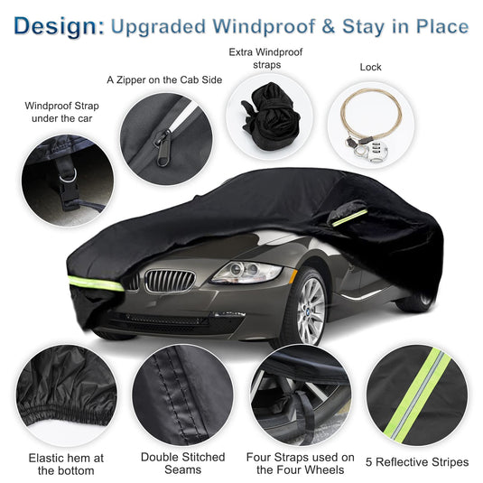 for Mazda Miata MX-5 Full Car Cover Waterproof All Weather, Outdoor Car Covers Windproof Heavy Duty Waterproof Protection Fit for Mazda Miata MX-5 1989-2023