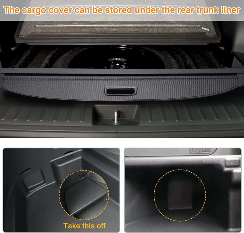 Load image into Gallery viewer, BIGACOVER For EV6 Cargo Cover Retractable Rear Trunk Security Cover Shielding Shade Compatible with 2022 2023 Kia EV6 (Black Carbon Fiber Texture)
