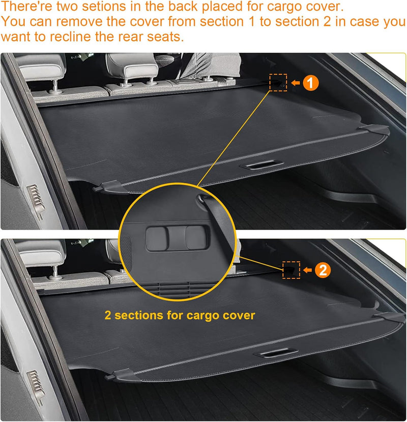 Load image into Gallery viewer, BIGACOVER For EV6 Cargo Cover Retractable Rear Trunk Security Cover Shielding Shade Compatible with 2022 2023 Kia EV6 (Black Carbon Fiber Texture)
