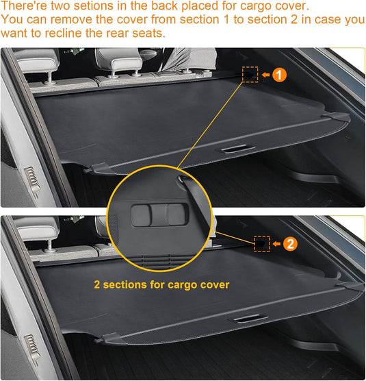 BIGACOVER For EV6 Cargo Cover Retractable Rear Trunk Security Cover Shielding Shade Compatible with 2022 2023 Kia EV6 (Black Carbon Fiber Texture)