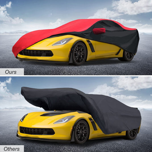 for C6 Corvette Full Car Cover Waterproof, Outdoor Car Covers Windproof Heavy Duty All Weather Waterproof Protection Universal Custom Compatible with C6 2005-2013 Chevy Corvette(Black)