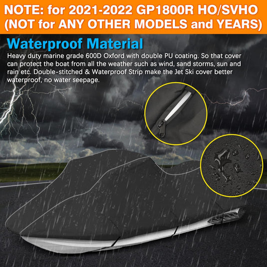 BIGACOVER Jet Ski Cover Compatible for Yamaha Wave Runner GP1800R Models 2021-2023 Watercraft UV Protection 600D Oxford Waverunner Cover with Waterproof Zipper