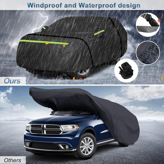 Custom Fit for Dodge Durango 2011-2023 Car Cover, All Weather SUV Waterproof Exterior Full Cover with Zipper and Storage Bag (Black)