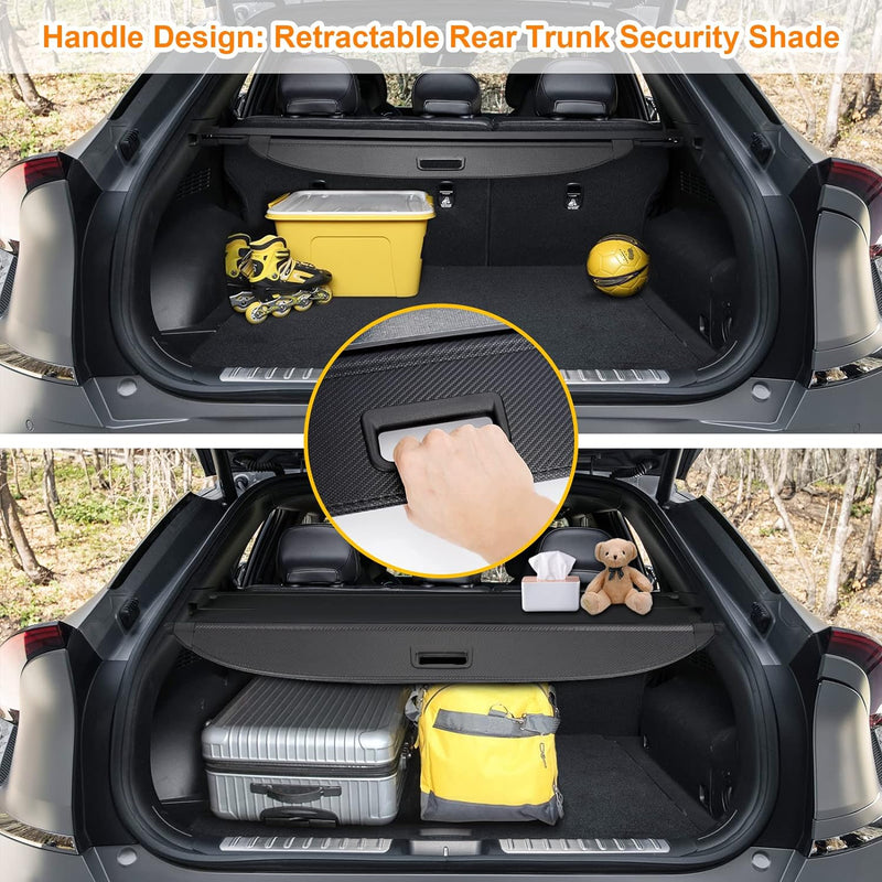 Load image into Gallery viewer, BIGACOVER For EV6 Cargo Cover Retractable Rear Trunk Security Cover Shielding Shade Compatible with 2022 2023 Kia EV6 (Black Carbon Fiber Texture)
