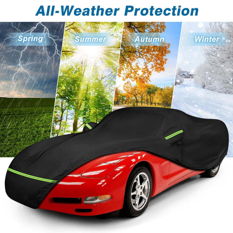 Load image into Gallery viewer, for C6 Corvette Full Car Cover Waterproof, Outdoor Car Covers Windproof Heavy Duty All Weather Waterproof Protection Universal Custom Compatible with C6 2005-2013 Chevy Corvette(Black)
