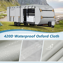 Load image into Gallery viewer, Camper trailer with 420D waterproof Oxford cloth feature highlighted

