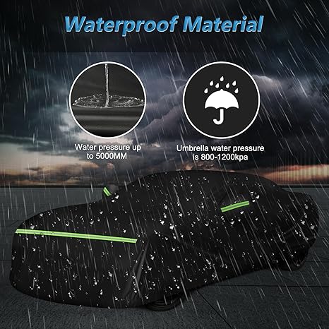Car cover waterproof material demonstration: 5000MM pressure resistance vs. 800-1200kpa for standard umbrellas.