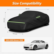 Load image into Gallery viewer, Car cover with dimensions and compatibility with a 2003-2009 Nissan 350Z.
