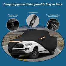 Load image into Gallery viewer, Car cover with windproof design features on a blue background
