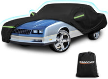 Load image into Gallery viewer, Car covered with a black car cover and Bigacover bag on a white background


