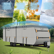 Load image into Gallery viewer, Covered trailer with seasonal features displayed on a collage of landscapes.
