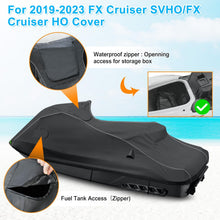 Load image into Gallery viewer, Custom Jet Ski cover for 2019-2023 FX Cruiser models featuring a fuel tank access zipper and a waterproof zipper for storage box access.

