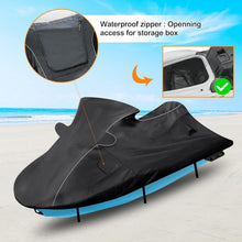 Load image into Gallery viewer, Jet ski covered with a black waterproof cover on a beach background


