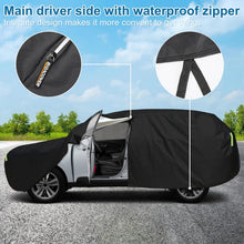Load image into Gallery viewer, SUV car cover featuring a main driver-side waterproof zipper for easy access and secure under-body straps.
