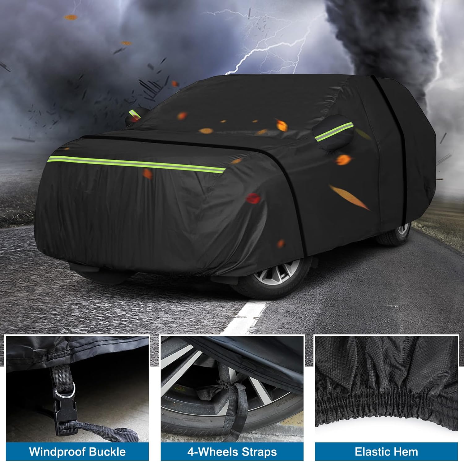 Windproof and trailerable Jet Ski cover with a 3-integrated buckle and strap system for secure towing.