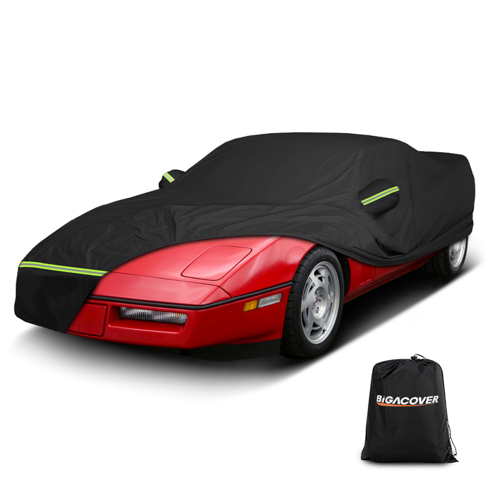 for C4 Corvette Car Cover Waterproof, Sun Heat Protection Outdoor Full Covers with Driver Side Zipper Windproof Heavy Duty All Weather Fit for C4 1984-1996 Chevy Corvette,Not for Rear Wing